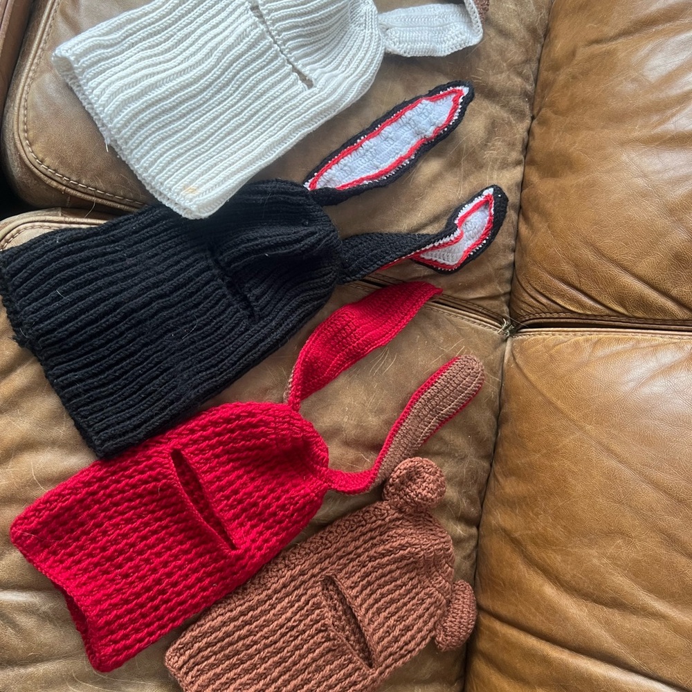 Cozy Black and Red Knitted Hats
